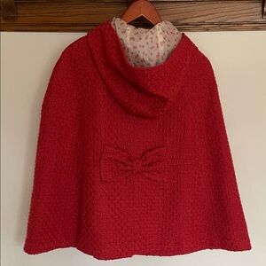 Tulle Red Textured Cape with Bow